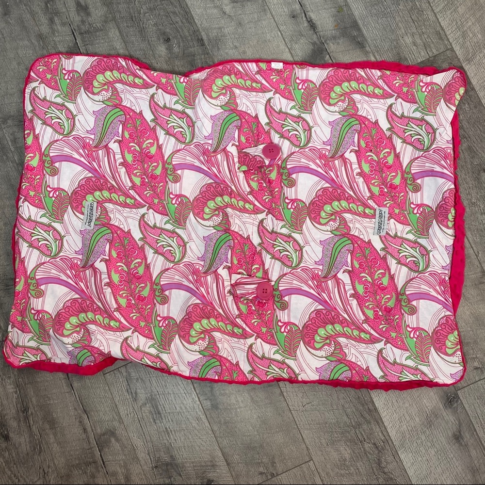 Car seat canopy pink & green cover